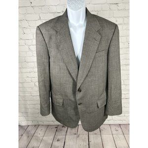 VTG Alan Lebow Black White Herringbone Worsted Wool Aragon Jacket Blazer 42R